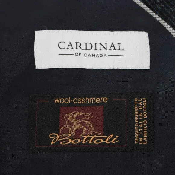 Cardinal of Canada NWT Top Coat Size 44R US Blue & Black Herringbone Wool/Cash